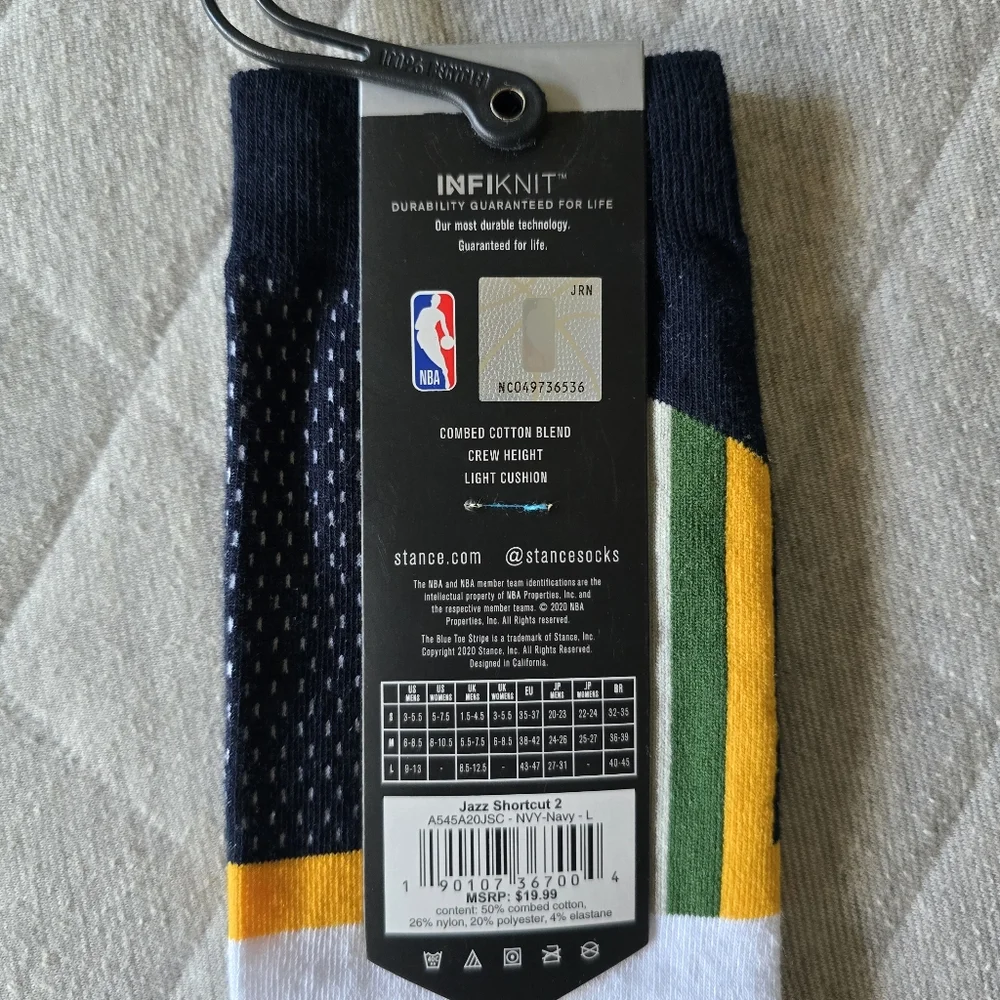 Stance NBA‎ Utah Jazz Shortcut 2 Socks Size Large Mens New